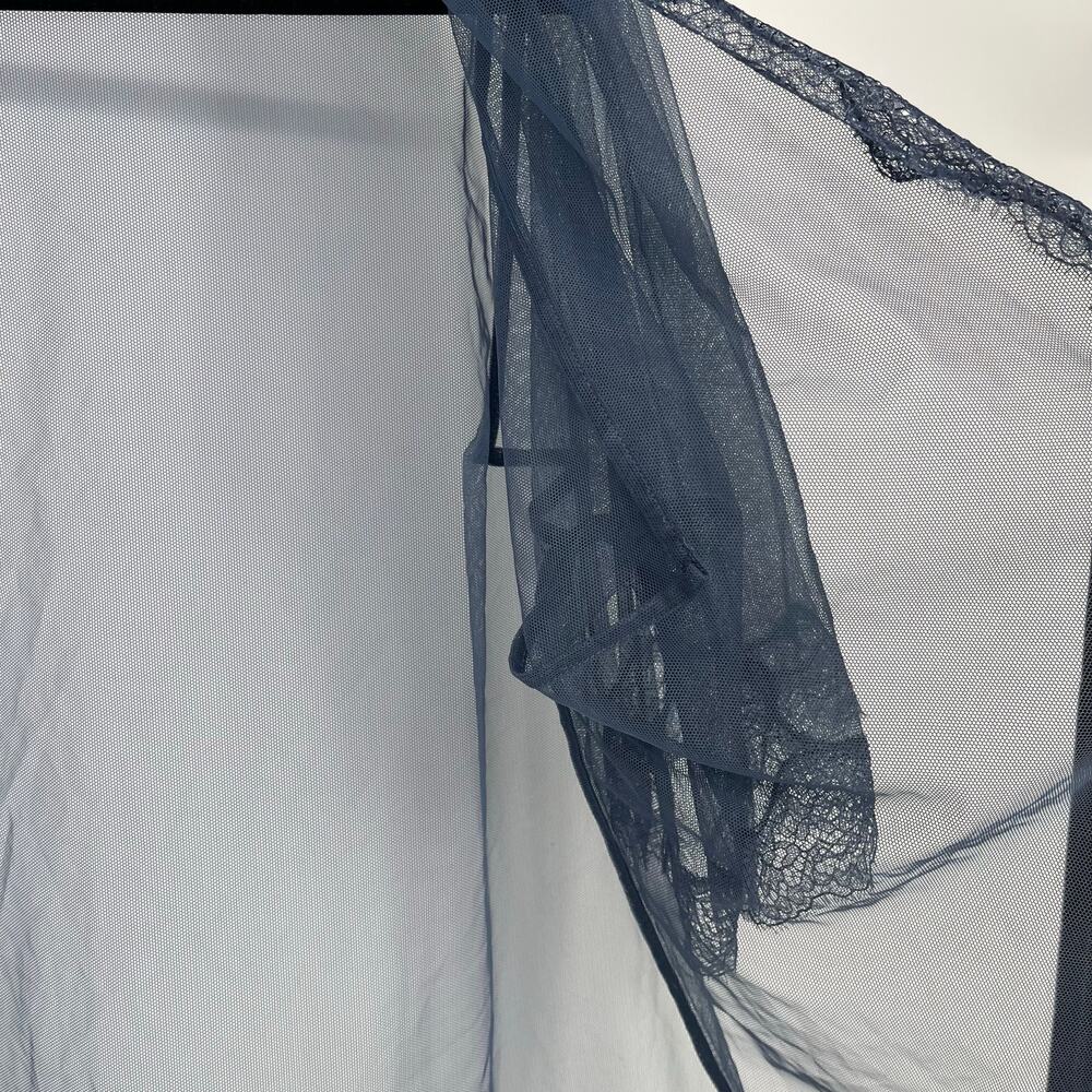 Victoria's Secret Sheer Mesh Lace Kimono Robe Slate Blue Open Front M/L - Picture 7 of 9